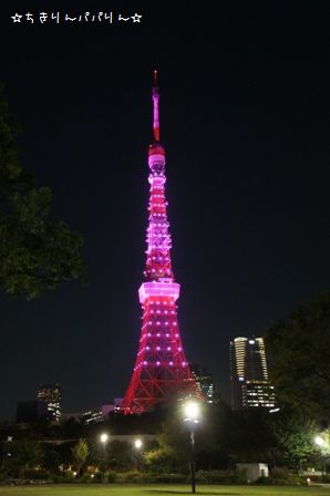 ピンクライトアップ東京タワー