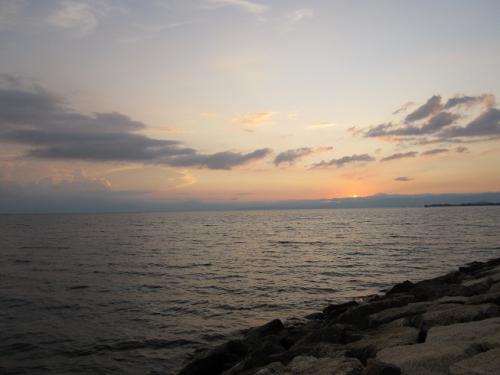 長浜　琵琶湖の夕日