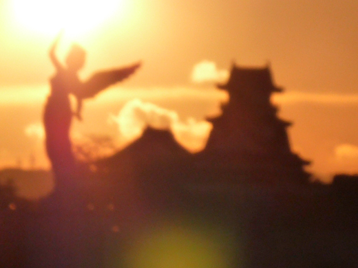 高知城の夕日